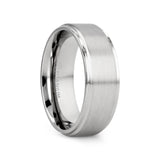 Thorsten RHINOX Brushed Raised Center Men’s Titanium Wedding Ring with Polished Step Edges - 6mm