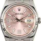 Women's Rolex Watch 16234 Pink Diamond Wave Dial AM