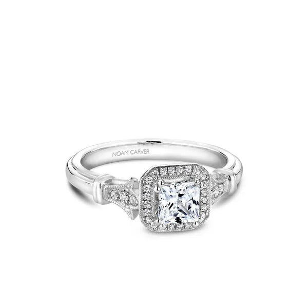 Noam Carver S070-01WM-FB33A  14K White Gold Princess Cut Halo Diamond Engagement Ring