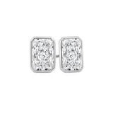 Classic Grown Diamonds 14K White Gold Bezel Stud Earrings – 1.00cttw Lab‑Grown Radiant Cut Diamonds (Model SJE32903‑1.00CT)
