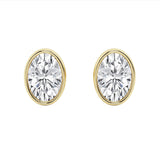 Classic Grown Diamonds SJE32903OV-2.00CT 14K Yellow Gold Lab Grown Oval Cut Diamond Bezel Stud Earrings – 2.00cttw