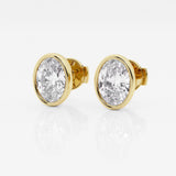 Classic Grown Diamonds SJE32903OV-2.00CT 14K Yellow Gold Lab Grown Oval Cut Diamond Bezel Stud Earrings – 2.00cttw