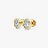 Classic Grown Diamonds 14K Yellow Gold Bezel Stud Earrings – 3.00cttw Lab‑Grown Oval Cut Diamonds (Model SJE32903OV‑3.00CT)