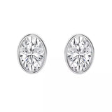Classic Grown Diamonds 14K Yellow Gold Bezel Stud Earrings – 3.00cttw Lab‑Grown Oval Cut Diamonds (Model SJE32903OV‑3.00CT)