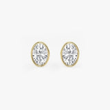 Classic Grown Diamonds 14K Yellow Gold Bezel Stud Earrings – 3.00cttw Lab‑Grown Oval Cut Diamonds (Model SJE32903OV‑3.00CT)