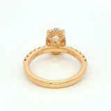 14K Yellow Gold 2ct Lab-Grown Oval Diamond Engagement Ring - Accent Band & Hidden Halo