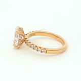 14K Yellow Gold 2ct Lab-Grown Oval Diamond Engagement Ring - Accent Band & Hidden Halo