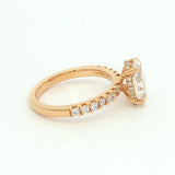 14K Yellow Gold 2ct Lab-Grown Oval Diamond Engagement Ring - Accent Band & Hidden Halo