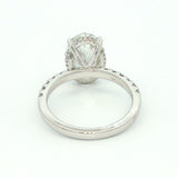 14K White Gold 4ct Lab-Grown Oval Diamond Engagement Ring - Accent Band & Hidden Halo