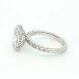 14K White Gold 4ct Lab-Grown Oval Diamond Engagement Ring - Accent Band & Hidden Halo