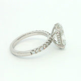 14K White Gold 4ct Lab-Grown Oval Diamond Engagement Ring - Accent Band & Hidden Halo