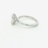 14K White Gold 2 Carat Lab-Grown Oval Diamond Engagement Ring with Hidden Halo