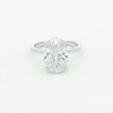 14K White Gold 4 Carat Lab-Grown Oval Diamond Engagement Ring with Hidden Halo