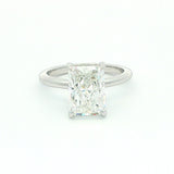 14K White Gold 3ct Lab-Grown Radiant Diamond Engagement Ring - Hidden Halo