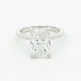14K White Gold 4ct Lab-Grown Radiant Diamond Engagement Ring - Hidden Halo