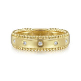 Gabriel & Co. STACKABLES - 14K Yellow Gold Bujukan Diamond Bezel Wide Stackable Ladies Ring