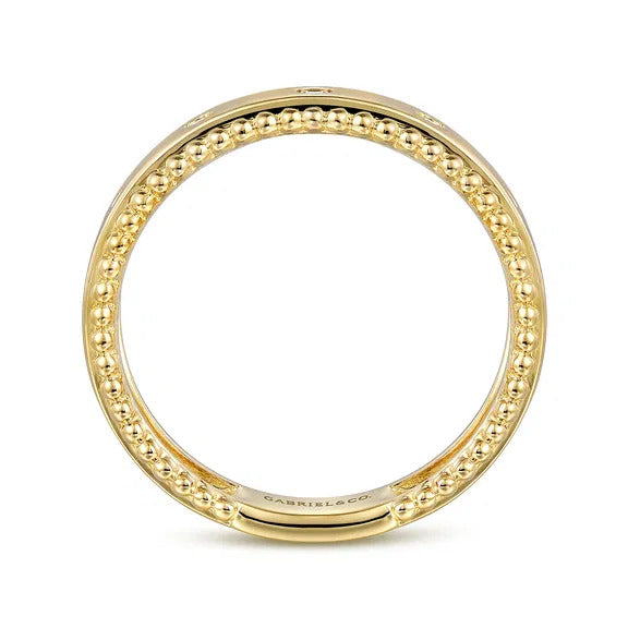 STACKABLES - 14K Yellow Gold Bujukan Diamond Bezel Wide Stackable Ladies Ring
