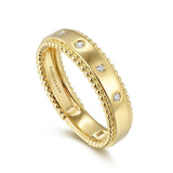Gabriel & Co. STACKABLES - 14K Yellow Gold Bujukan Diamond Bezel Wide Stackable Ladies Ring