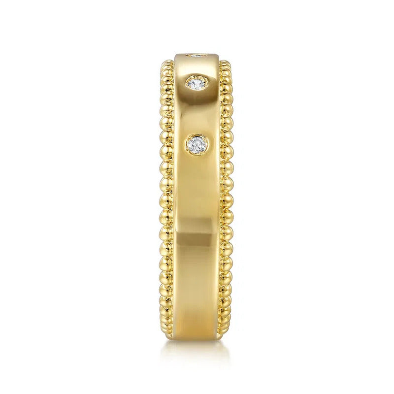 Gabriel & Co. STACKABLES - 14K Yellow Gold Bujukan Diamond Bezel Wide Stackable Ladies Ring