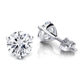 14K White Gold Natural Martini Diamond Stud Earrings – 1.50 CTW Round Brilliant