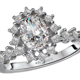 Oval Halo Princess Diamond Ring in White Gold 160043-OV100