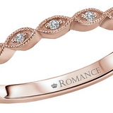 Round Faceted Diamond Band in 14K Rose Gold with Milgrain Detail