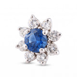 White Gold Blue Sapphire & Diamond Earrings