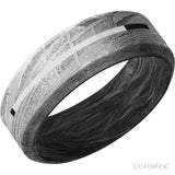 Lashbrook 8mm Forged Carbon Fiber Sleeve Meteorite Band with 1mm Platinum Inlay – Model ForgedCFSleeveMet8HB11/PT