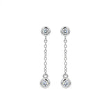 Diamond Treasures 0.27ctw Bezel-Set Diamond Linear Chain Drop Earrings in .925 Sterling Silver