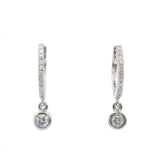 Diamond Treasures Bezel-asures 0.34ctw Bezel-Set Diamond Charm Huggie Hoop Earrings in Sterling Silver