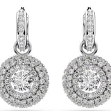 Swarovski Sublima drop earrings Round cut, White, Rhodium plated 5738193