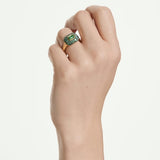 Swarovski Sublima cocktail ring Octagon cut, Green, 18K gold finish 5759921