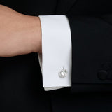 Swarovski Una Angelic cufflinks Round cut, White, Rhodium plated 5761046