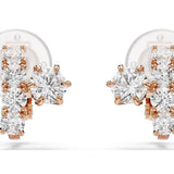 Swarovski Matrix clip earrings Round cut, White, 18K rose gold finish 5763822