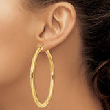 Quality Gold 14K Yellow Gold Hoop Earrings – 65mm x 4mm (Model T955)
