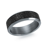 Tantalum And Carbon Fibre Band Pebble Satin Finish
