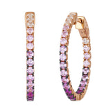 14K Rose Gold 1.91ct Pink Obre Sapphire Hoops