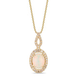 14K Yellow Gold .36cttw Diamond, 1.00ct Opal Pendant Necklace