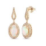 14K Yellow Gold .56cttw Diamond, 1.20ct Opal Earrings