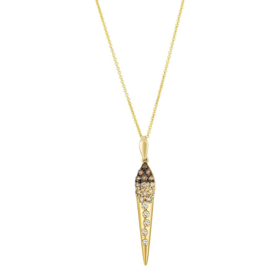 14K Yellow Gold .38cttw Diamond Pendant Necklace