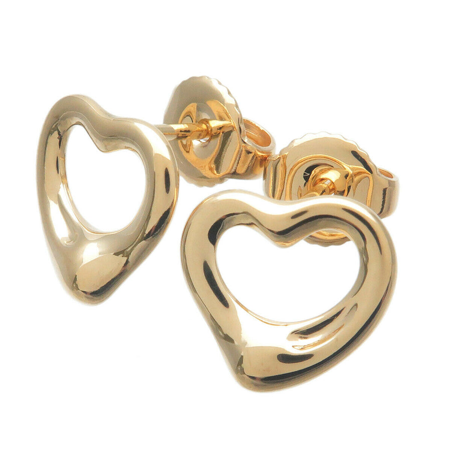 Vintage Tiffany & Co Peretti Mini Open Heart Solid 18KT Yellow Gold Stud Earrings