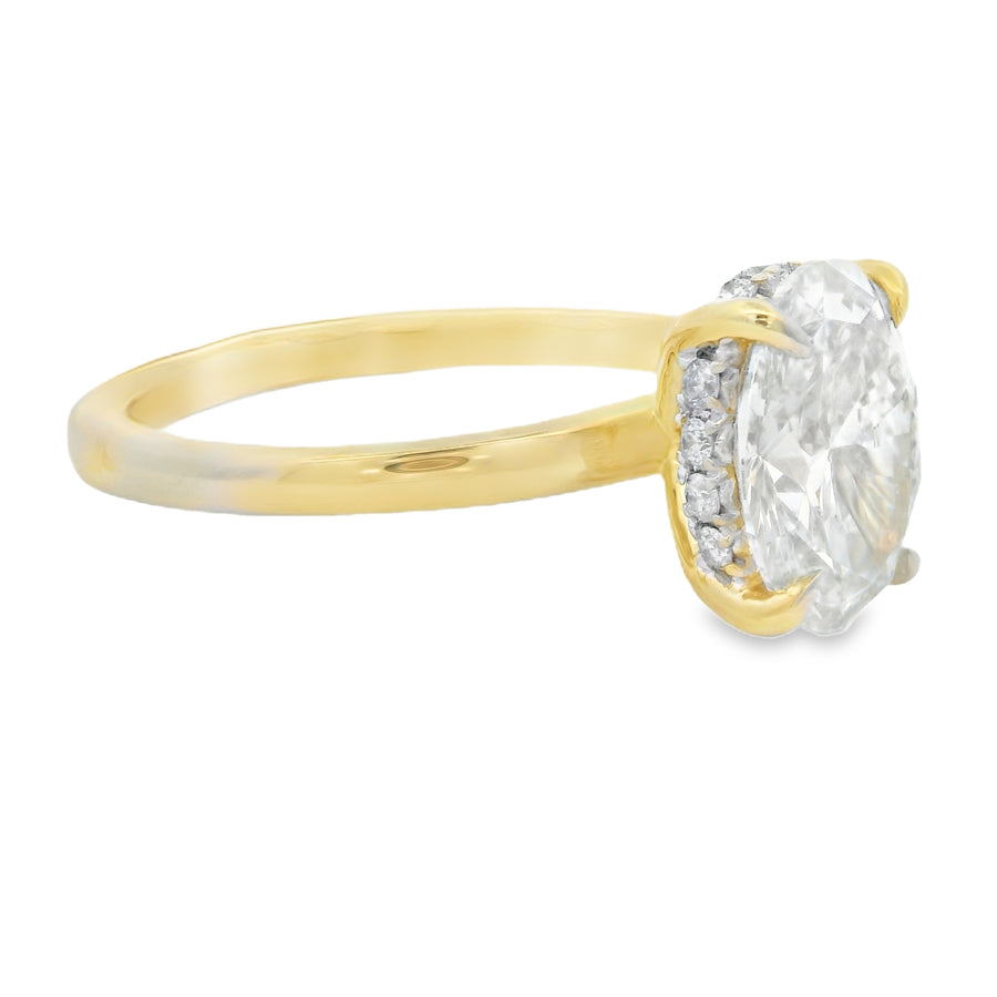 2CT Oval Lab Grown Hidden Halo Diamond Engagement Ring