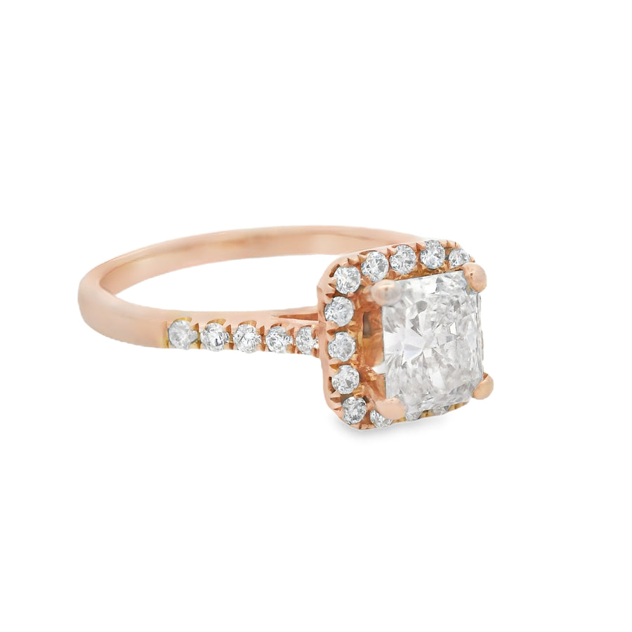 Rose Gold GIA Certified Diamond Halo Engagement Ring