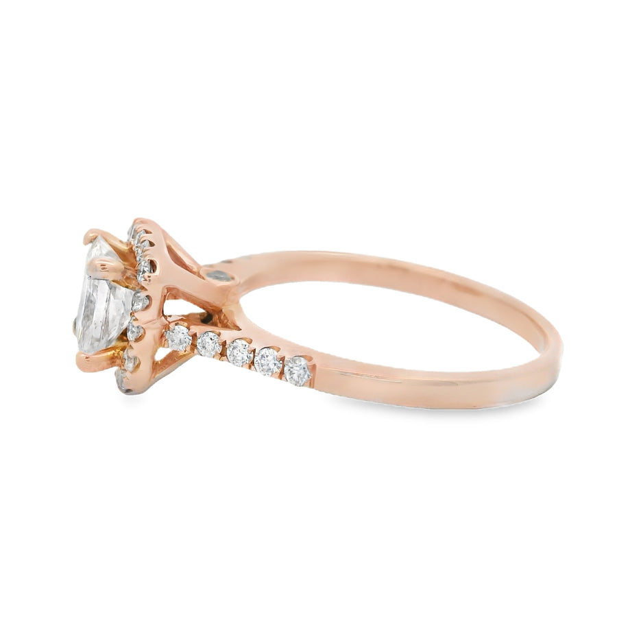 Rose Gold GIA Certified Diamond Halo Engagement Ring