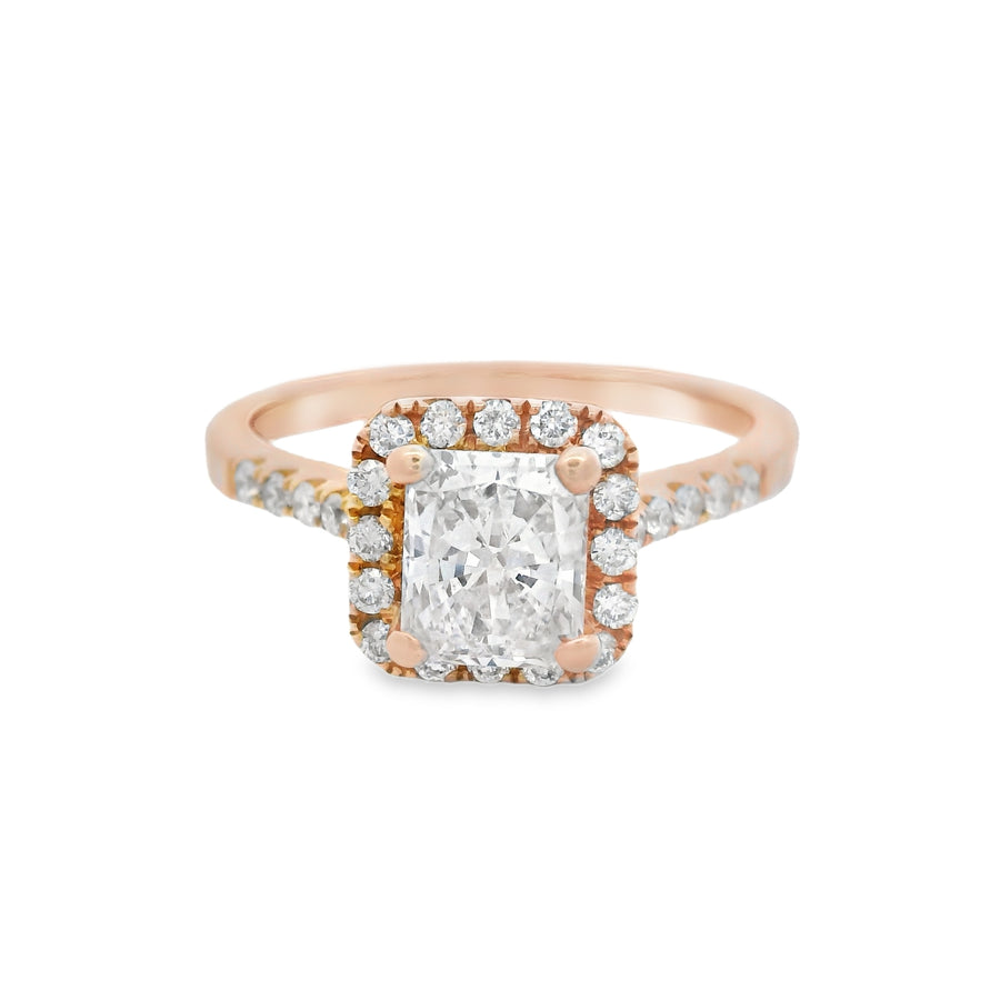 Rose Gold GIA Certified Diamond Halo Engagement Ring