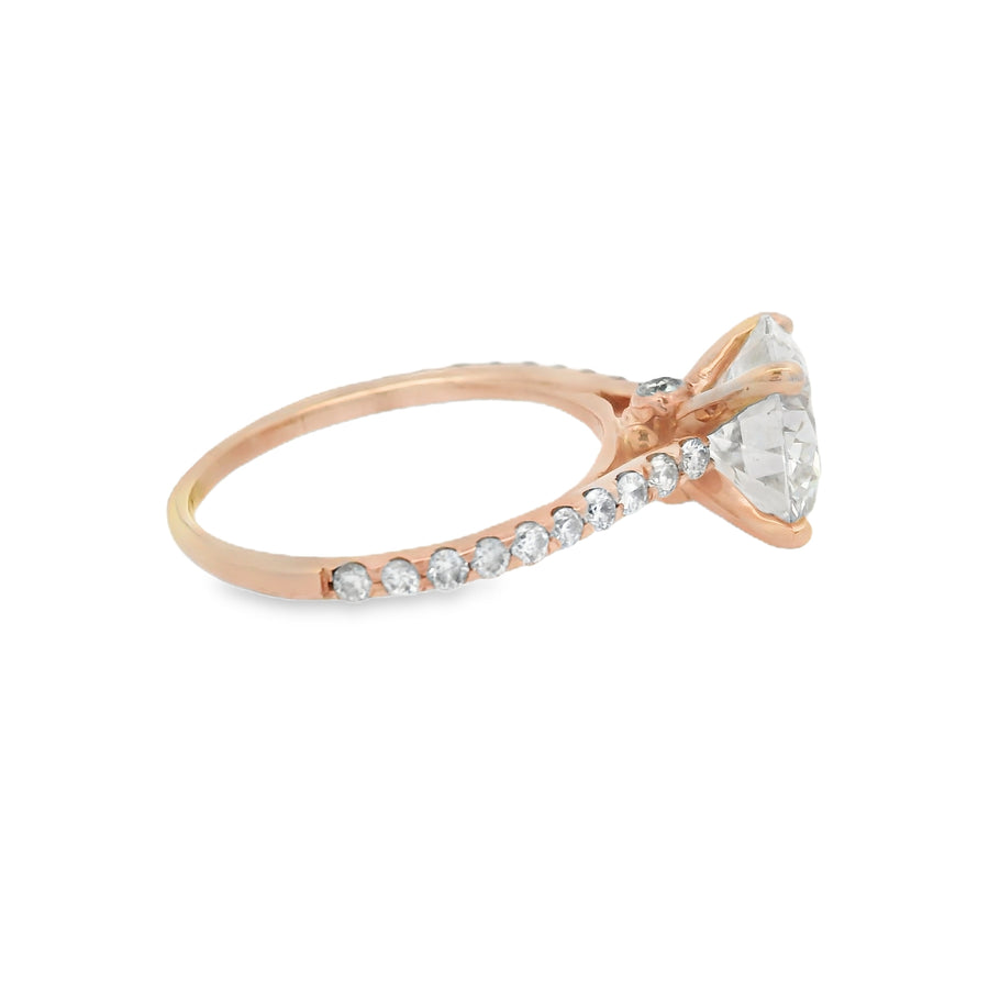 2 1/2CTW Rose Gold Pave Engagement Ring - Lab Grown
