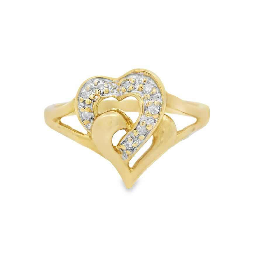 Yellow Gold Double Heart Engagement Ring