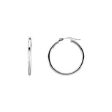 Stuller 20270:6000:P 14K White Gold 25mm Hoop Earrings – Polished Tube Design