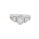 Vera Wang Oval Halo Two-Toned Three Stone Engagement Ring