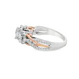Vera Wang Oval Halo Two-Toned Three Stone Engagement Ring